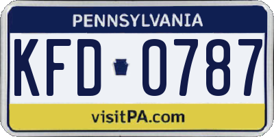 PA license plate KFD0787