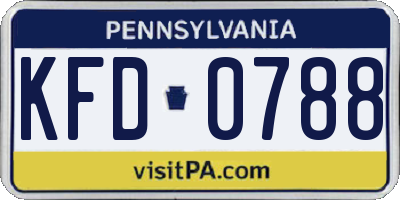 PA license plate KFD0788