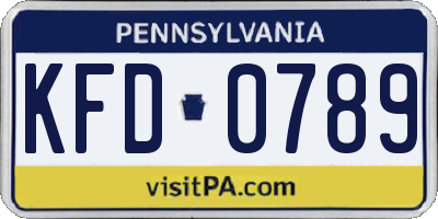 PA license plate KFD0789