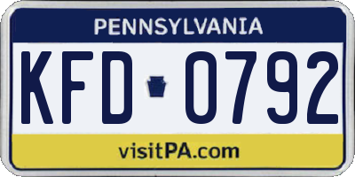 PA license plate KFD0792