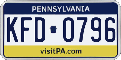 PA license plate KFD0796