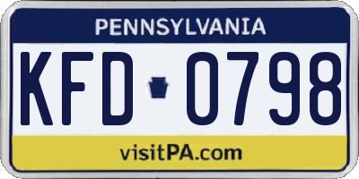 PA license plate KFD0798