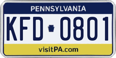 PA license plate KFD0801