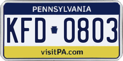 PA license plate KFD0803