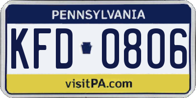 PA license plate KFD0806