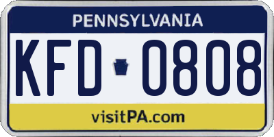 PA license plate KFD0808