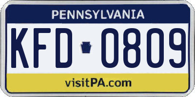 PA license plate KFD0809