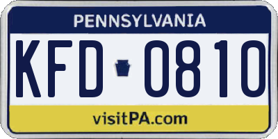 PA license plate KFD0810