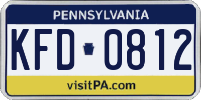 PA license plate KFD0812