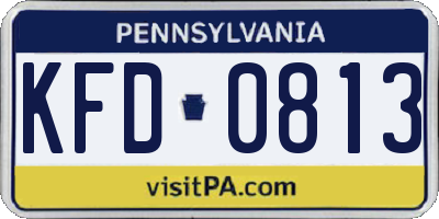 PA license plate KFD0813