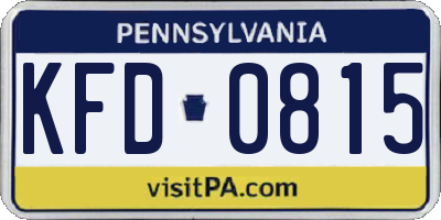 PA license plate KFD0815