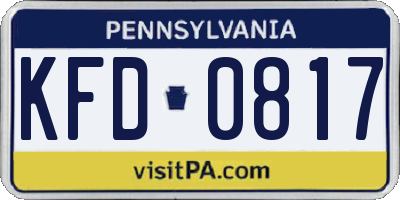 PA license plate KFD0817