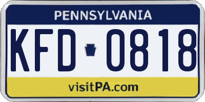 PA license plate KFD0818