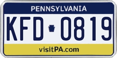 PA license plate KFD0819