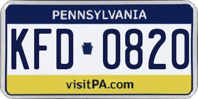 PA license plate KFD0820