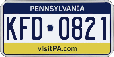 PA license plate KFD0821