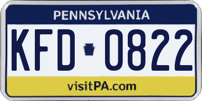 PA license plate KFD0822