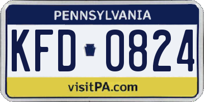 PA license plate KFD0824
