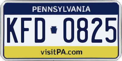 PA license plate KFD0825
