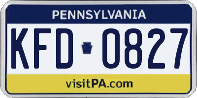 PA license plate KFD0827