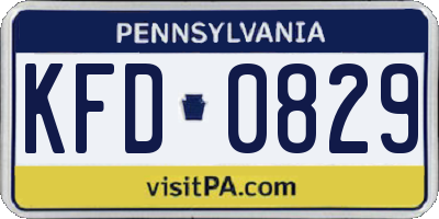 PA license plate KFD0829