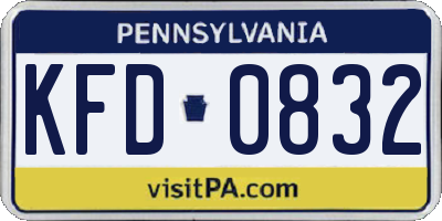 PA license plate KFD0832