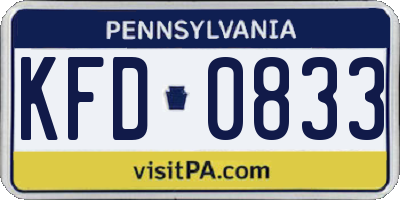 PA license plate KFD0833