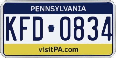 PA license plate KFD0834
