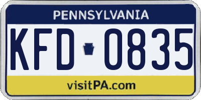 PA license plate KFD0835