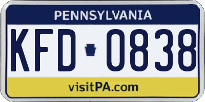 PA license plate KFD0838