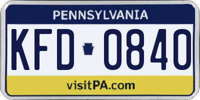 PA license plate KFD0840
