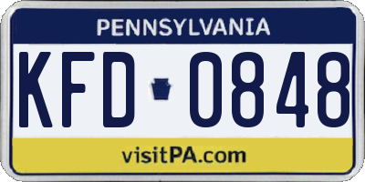 PA license plate KFD0848