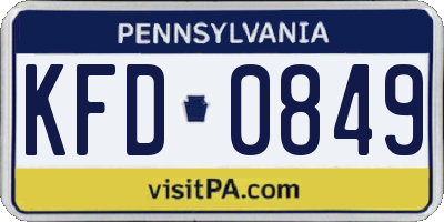 PA license plate KFD0849