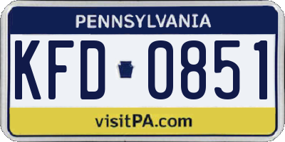 PA license plate KFD0851
