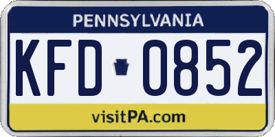 PA license plate KFD0852