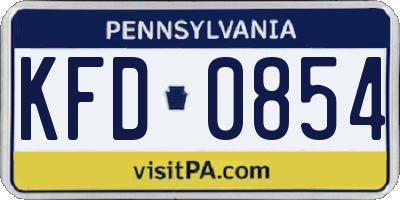 PA license plate KFD0854