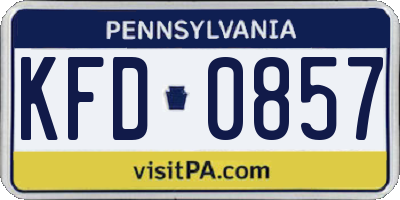 PA license plate KFD0857