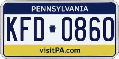 PA license plate KFD0860