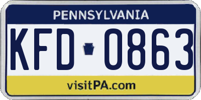 PA license plate KFD0863