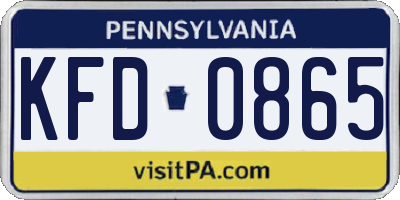 PA license plate KFD0865
