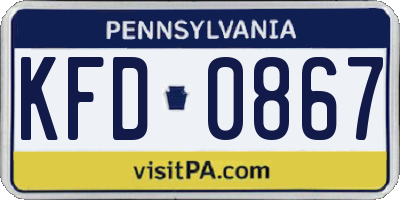 PA license plate KFD0867