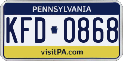 PA license plate KFD0868
