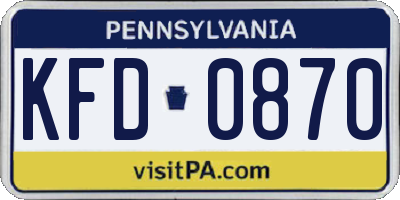 PA license plate KFD0870
