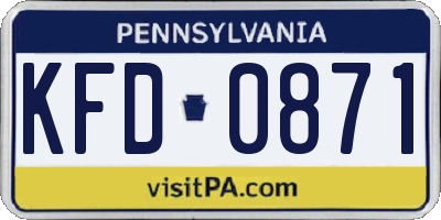PA license plate KFD0871