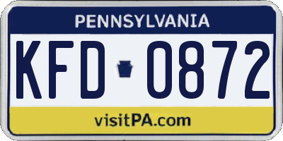 PA license plate KFD0872