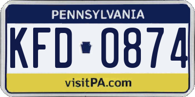 PA license plate KFD0874