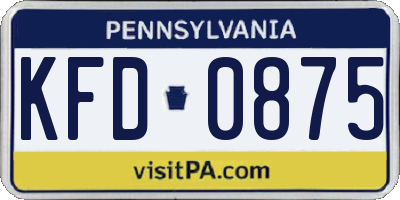 PA license plate KFD0875