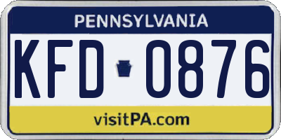 PA license plate KFD0876