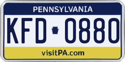PA license plate KFD0880