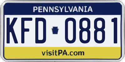 PA license plate KFD0881